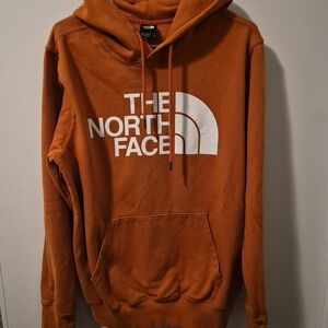 The North Face Orange Pullover Hoodie with White Logo